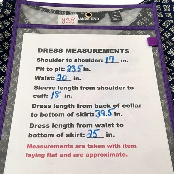 Lands’ End Plus-Sized Navy Blue Patterned Dress Size 1X - Picture 12 of 13